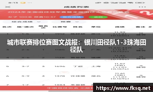 城市联赛排位赛图文战报：银川田径队1-3珠海田径队
